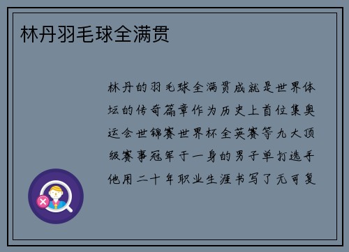 林丹羽毛球全满贯